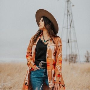 •NWOT• Southwestern Aztec Trench/Long Dress Coat - Ladies Medium